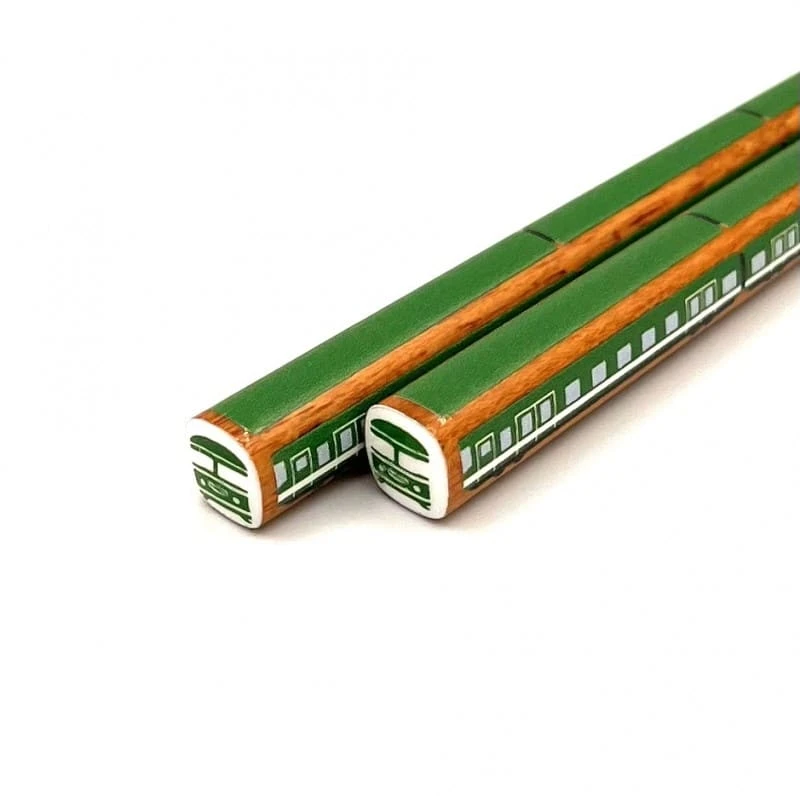 食洗機対応　電車箸　緑　18cm 2枚目