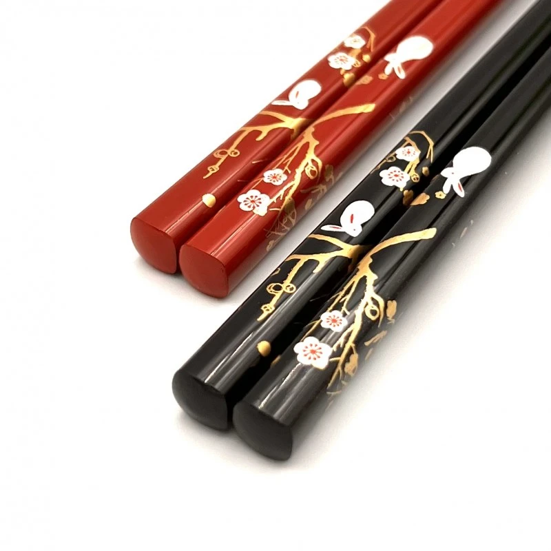 【送料無料】梅と兎　夫婦箸セット【桐箱入】 2枚目