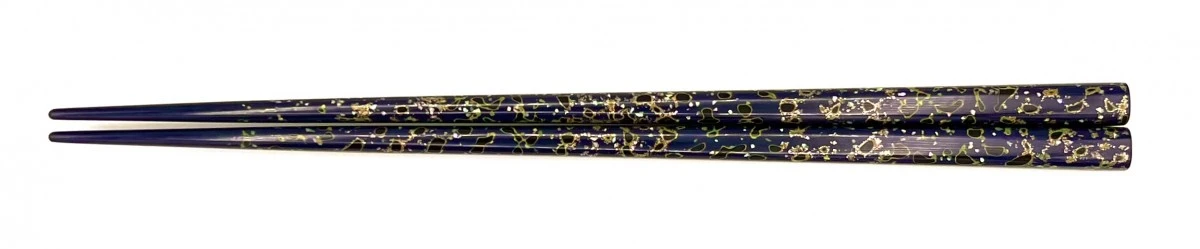 津軽塗箸　貝蒔　青（大）