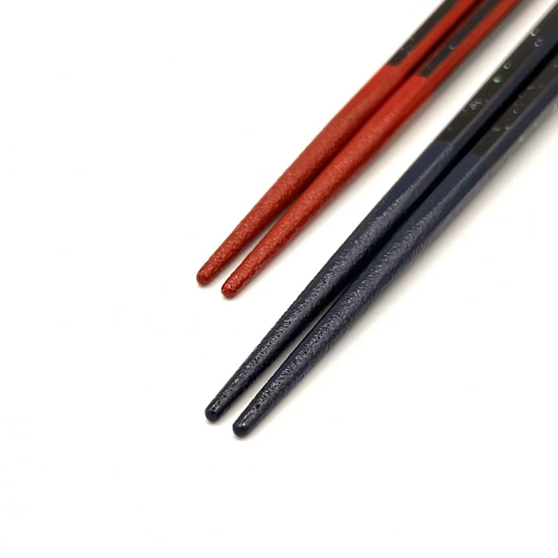 【送料無料】津軽塗　八角螺鈿一面とばし先乾漆　夫婦箸セット【桐箱入】 1枚目