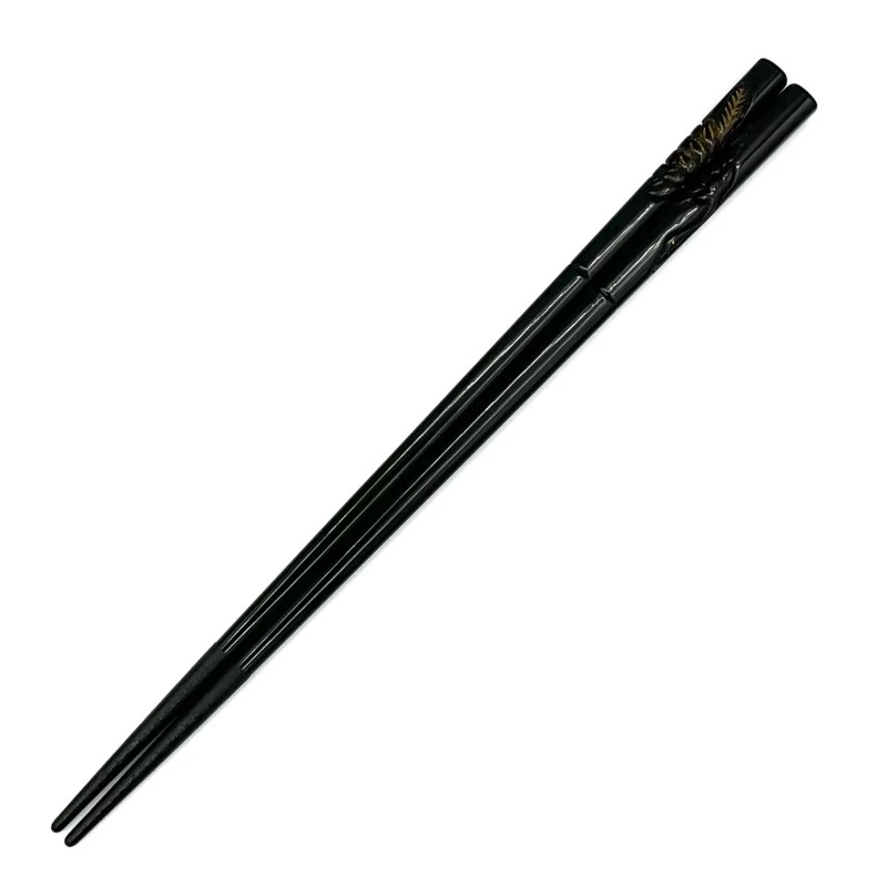 村上木彫堆朱箸　先乾漆　鶴菊　堆黒(大) 3枚目