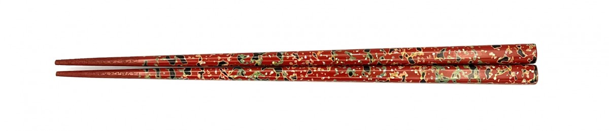 津軽塗箸 先乾漆 貝蒔 赤（中） - お買い物｜日本最大級の箸の通販 