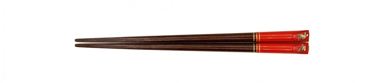 先角箸　彩うさぎ　赤　16.5cm