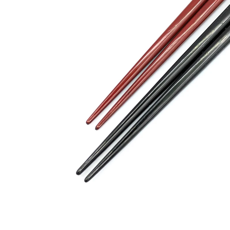 【送料無料】胴張　LGブルーLGレッド唐塗　夫婦箸セット【桐箱入】 1枚目