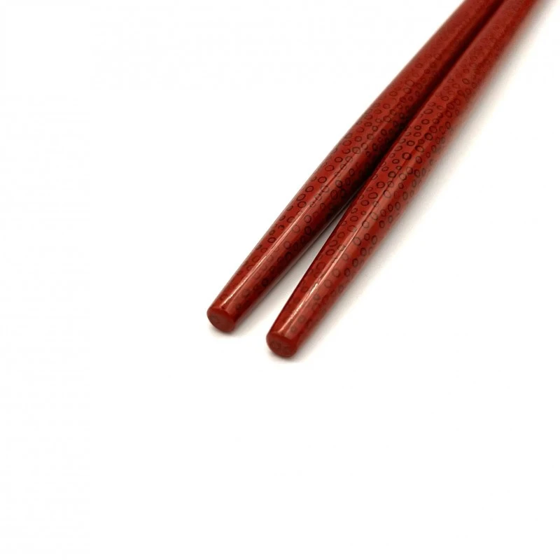 津軽塗利休箸　七々子塗　赤（中） 2枚目