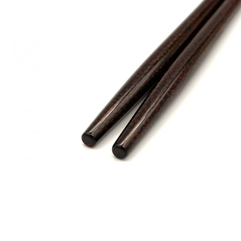 津軽塗利休箸　先乾漆　七々子塗　黒（大） 2枚目
