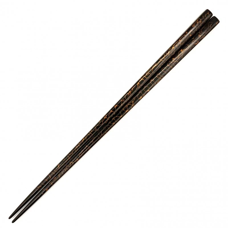 津軽塗箸　金塗込　黒(大) 3枚目