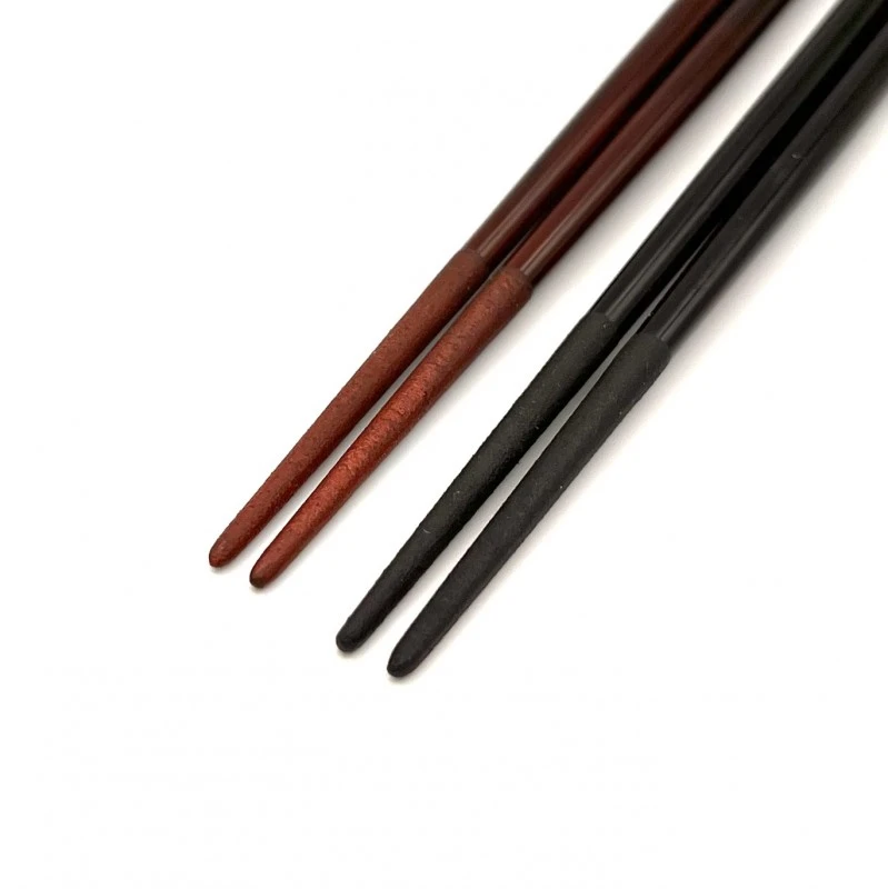 【送料無料】木曽塗　両口柳箸青貝蒔先マキジ　黒・溜【桐箱入】 1枚目