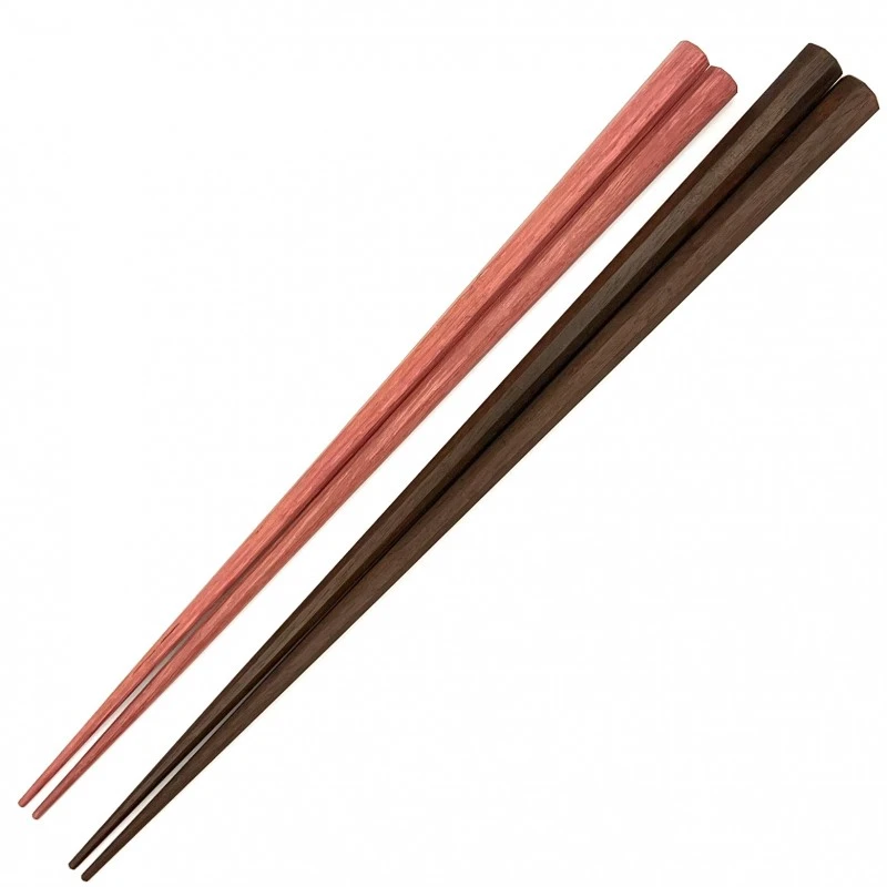 【送料無料】八角　縞黒檀　パープルハート　夫婦箸セット【桐箱入】 3枚目