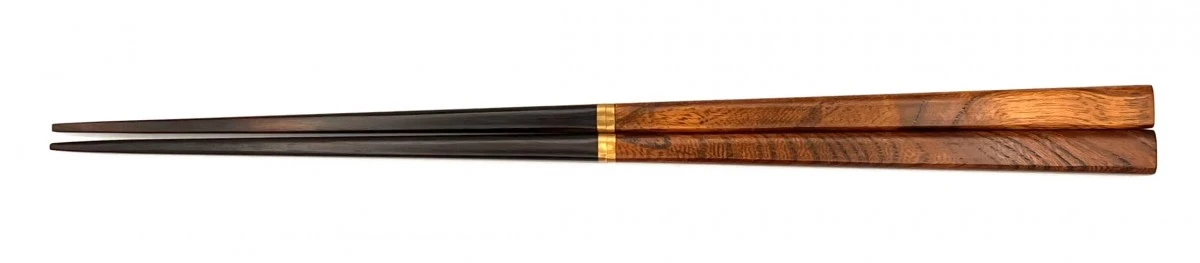 京都銘木箸　携帯箸　欅×黒檀（大）箸筒：黒柿