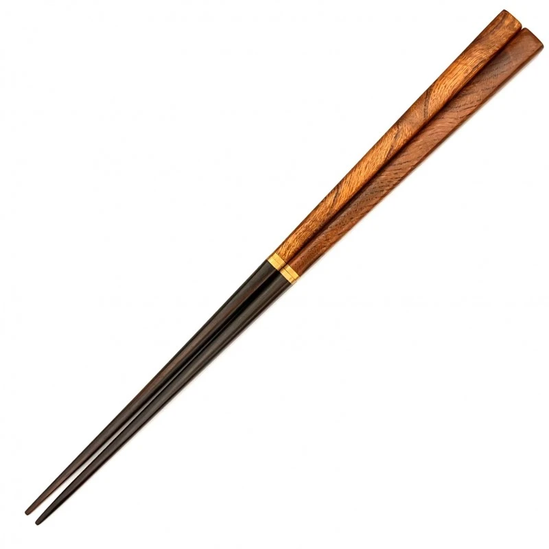 京都銘木箸　携帯箸　欅×黒檀（大）箸筒：黒柿 3枚目