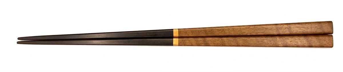 京都銘木箸　携帯箸　縮み柿×黒檀（大）箸筒：黒柿