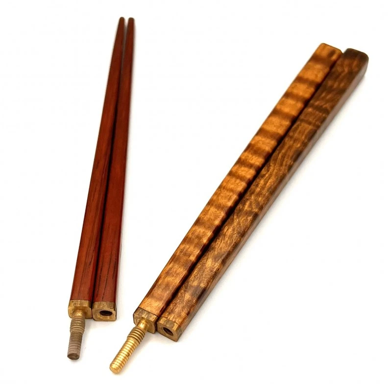 京都銘木箸　携帯箸　栃杢×紫檀（大）箸筒：栃 4枚目