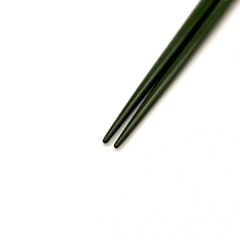 【送料無料】津軽塗箸　胴張　研ぎ出し　網掛け緑(大) 1枚目