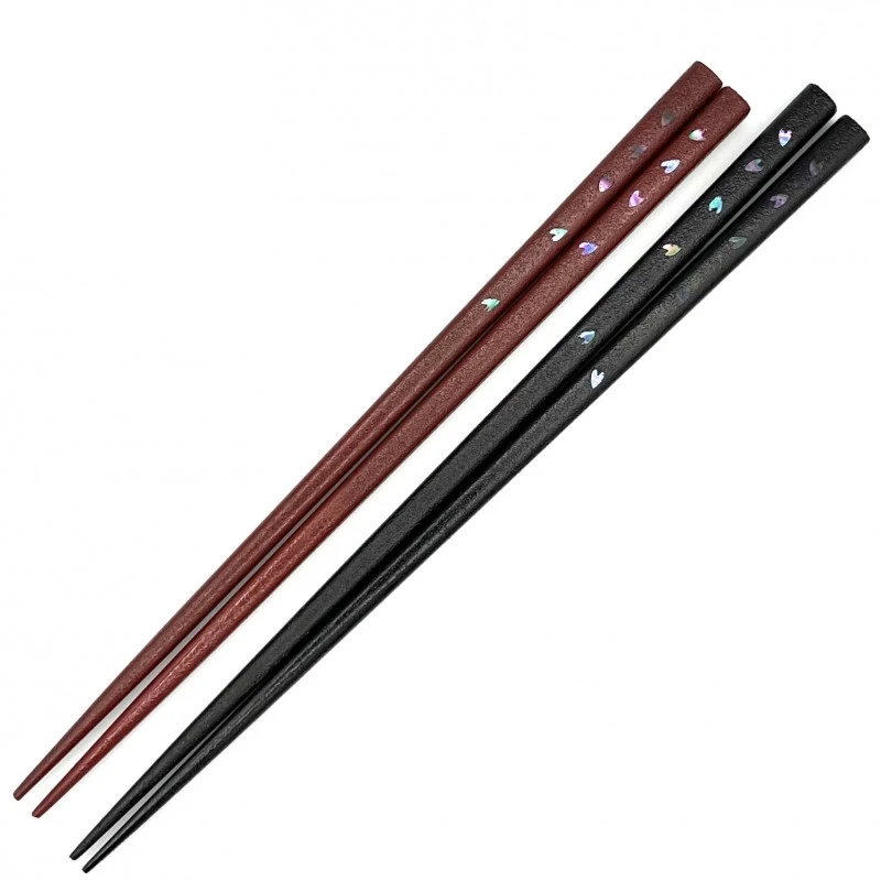 【送料無料】山中塗　乾漆箸　桜切貝　貝多め　夫婦箸セット【桐箱入】 3枚目