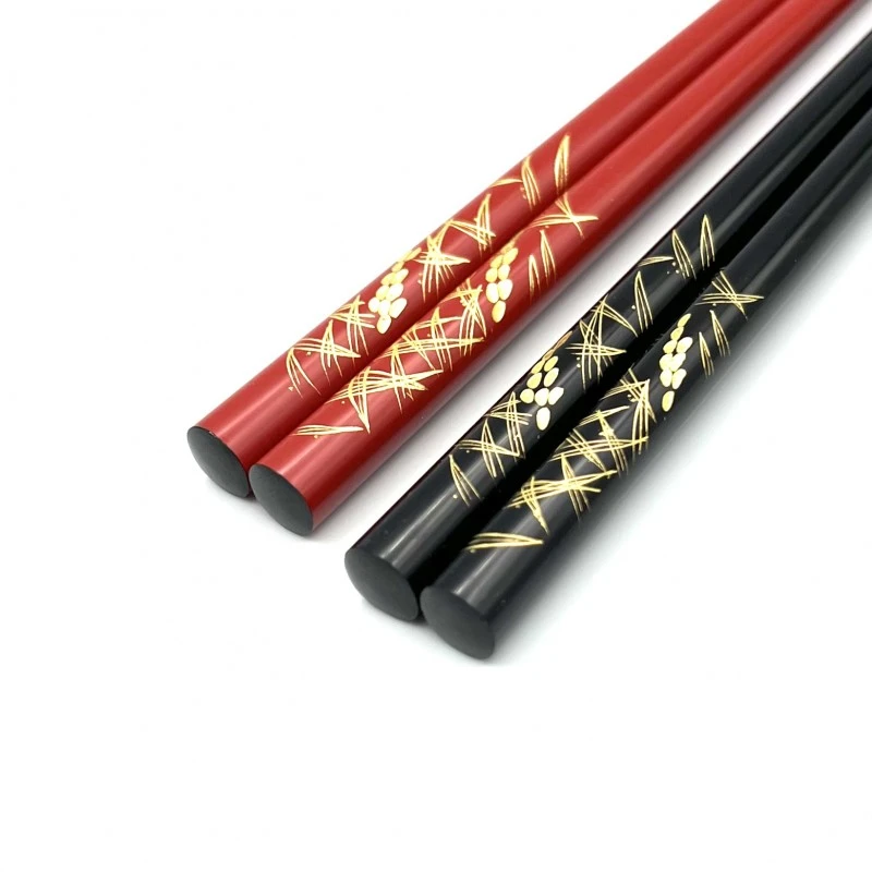 【送料無料】輪島塗　沈金箸　稲穂　夫婦箸セット【桐箱入】 2枚目