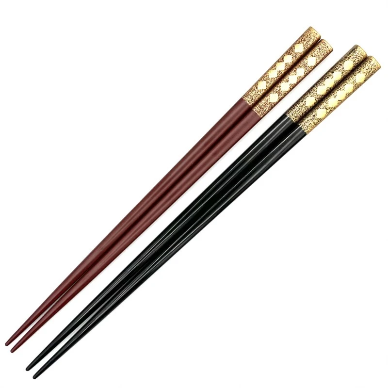 【送料無料】越前漆器　金花菱　夫婦箸セット【桐箱入】 3枚目