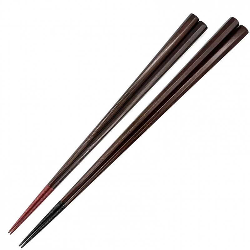 【送料無料】食洗機対応　山中塗　イペ八角先螺鈿 夫婦箸セット【桐箱入】 3枚目