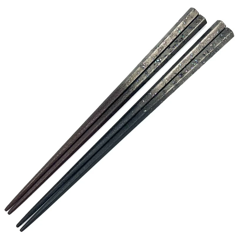 【送料無料】輪島塗　五角グラデーション　青貝入り　夫婦箸セット【桐箱入】 3枚目