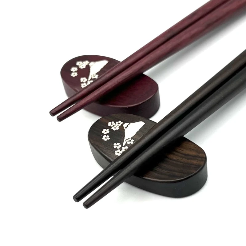 【送料無料】貝象嵌箸　富士桜　夫婦箸セット　箸置付【桐箱入】 1枚目