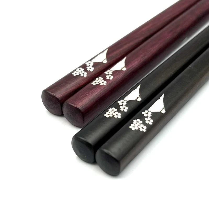 【送料無料】貝象嵌箸　富士桜　夫婦箸セット　箸置付【桐箱入】 2枚目