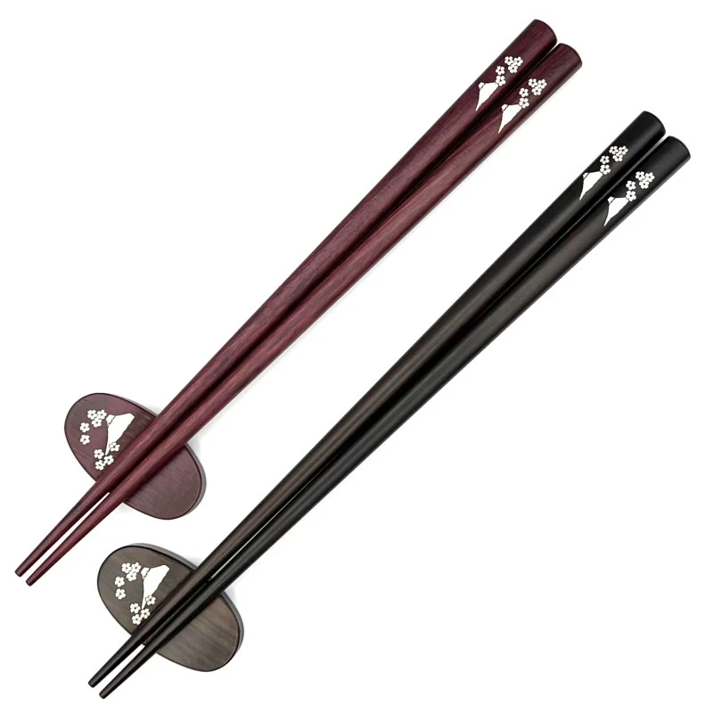 【送料無料】貝象嵌箸　富士桜　夫婦箸セット　箸置付【桐箱入】 3枚目
