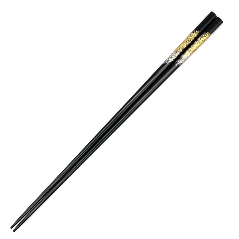 川連塗箸　極細　金銀柄付き　黒(大) 3枚目