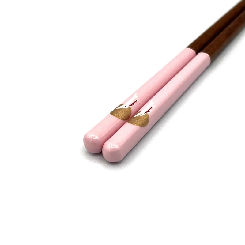 食洗機対応　子供箸　月うさぎ　ピンク　16cm 2枚目
