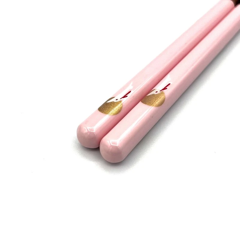 食洗機対応　子供箸　月うさぎ　ピンク　18cm 2枚目