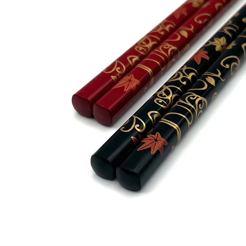 【送料無料】食洗機対応　越前漆器　立田川蒔絵　夫婦箸セット【桐箱入】 2枚目