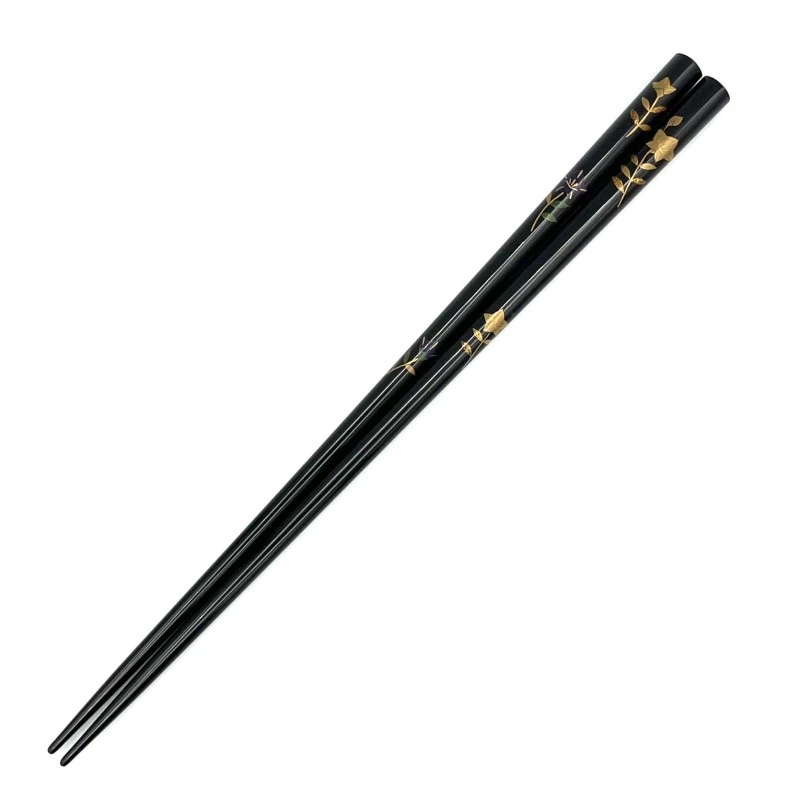 輪島塗　蒔絵箸　桔梗　上（黒） 3枚目