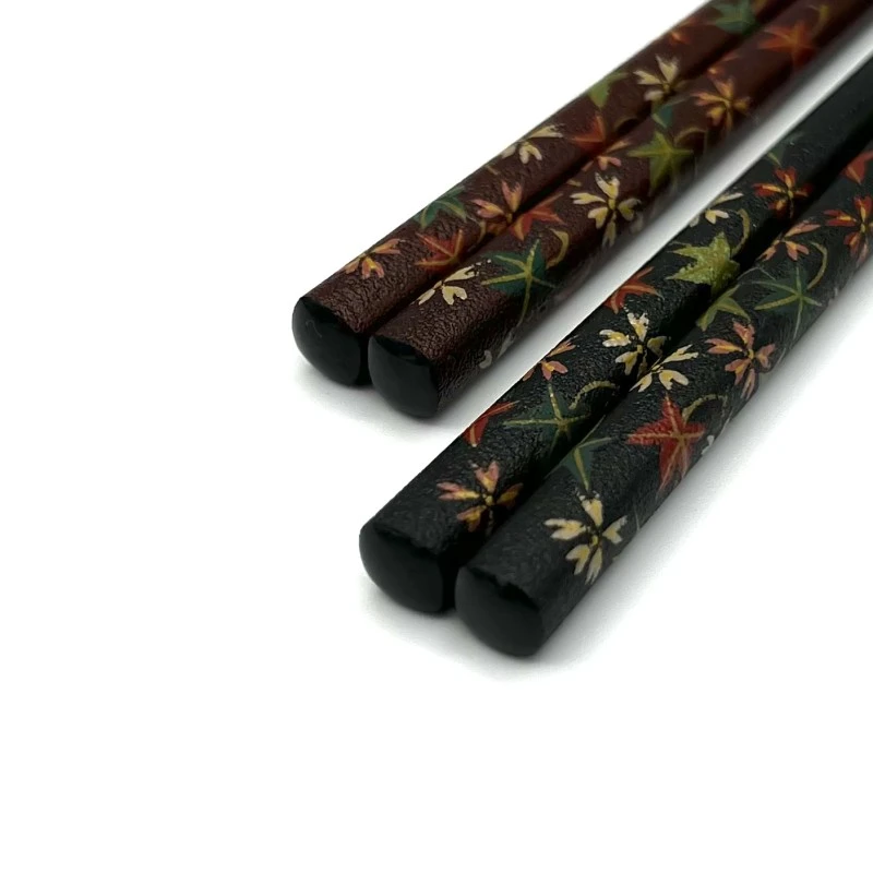 【送料無料】輪島塗乾漆蒔絵箸　春秋　夫婦箸セット【桐箱入】 2枚目