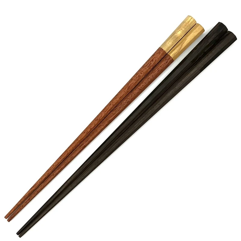 【送料無料】八角　寄木　シャム柿/黒檀(大) 桑/花梨(中)夫婦箸セット【桐箱入】 3枚目