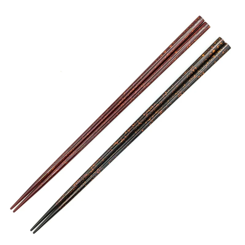 【送料無料】細身うるし金ちらし　黒・溜　夫婦箸セット【桐箱入】 3枚目