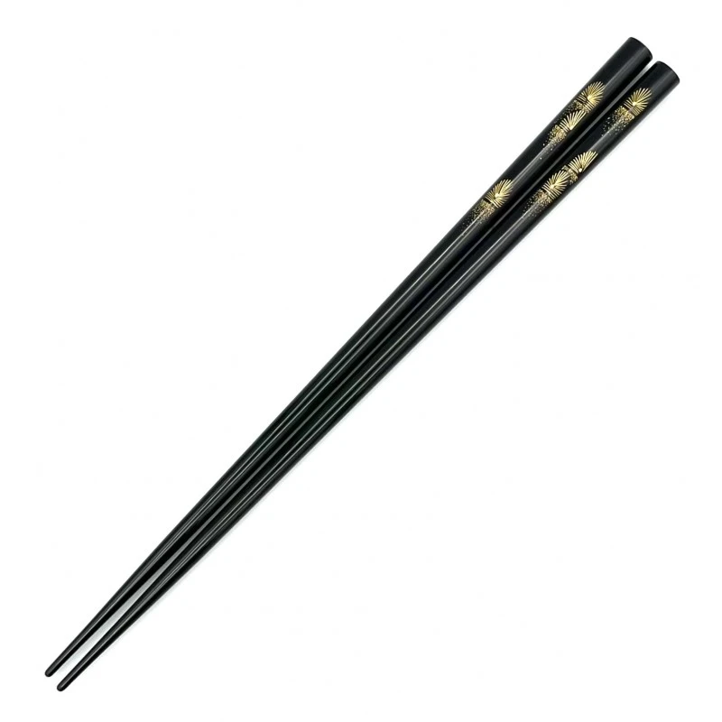 輪島塗　沈金箸　松(黒) 3枚目