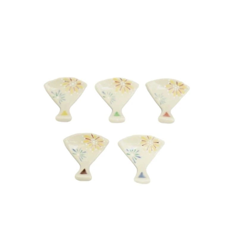 京焼　箸置　花火扇子　5個セット