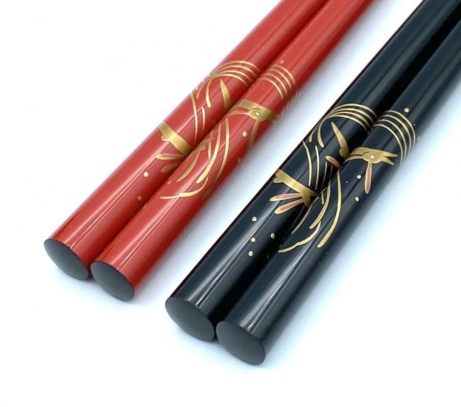 【送料無料】輪島塗　蒔絵箸　波うさぎ 夫婦箸セット　上　【桐箱入】 2枚目