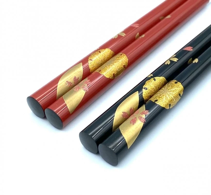 【送料無料】輪島塗　蒔絵箸　雪月花　夫婦箸セット【桐箱入】 2枚目