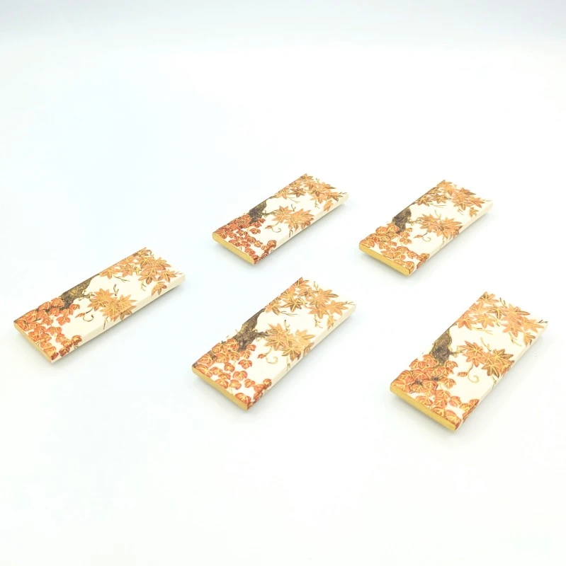 【送料無料】京焼　金彩紅葉箸置　5客セット 2枚目