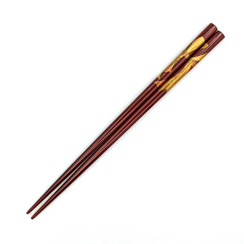 輪島塗　蒔絵箸　のし（溜） 3枚目