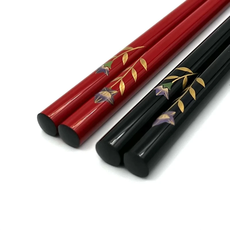 【送料無料】輪島塗　蒔絵箸　桔梗　夫婦箸セット【桐箱入】 2枚目