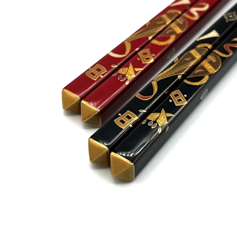 【送料無料】輪島塗　琵琶蒔絵夫婦箸セット【桐箱入】 2枚目