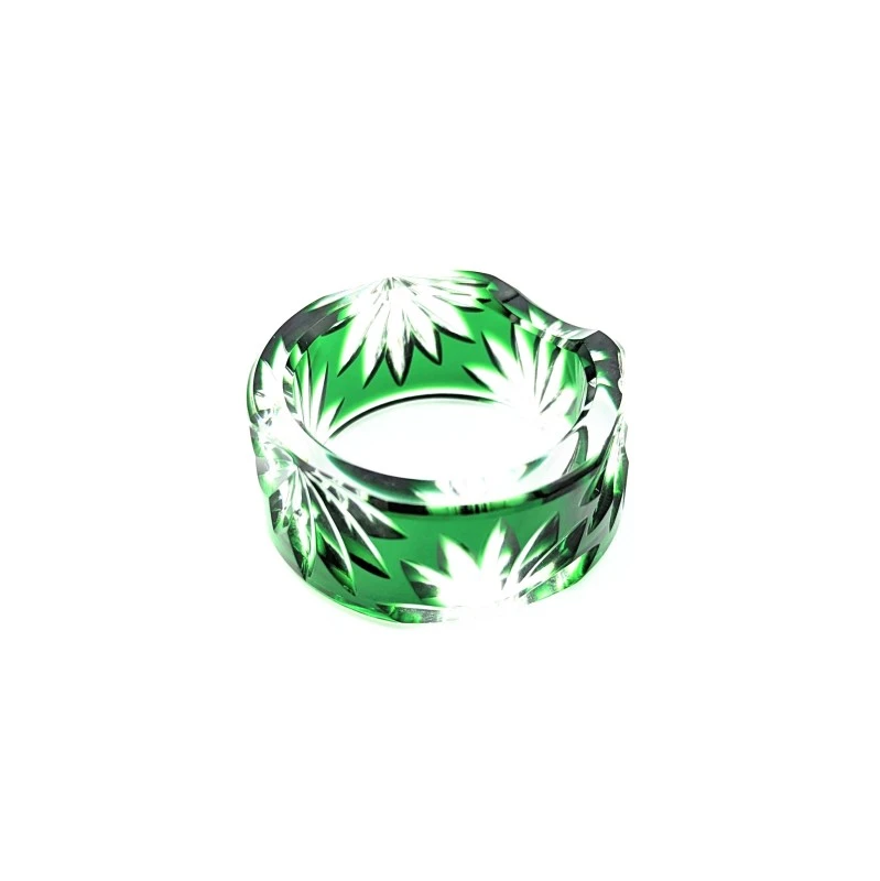 江戸切子　箸置　菊斑紋丸(緑)
