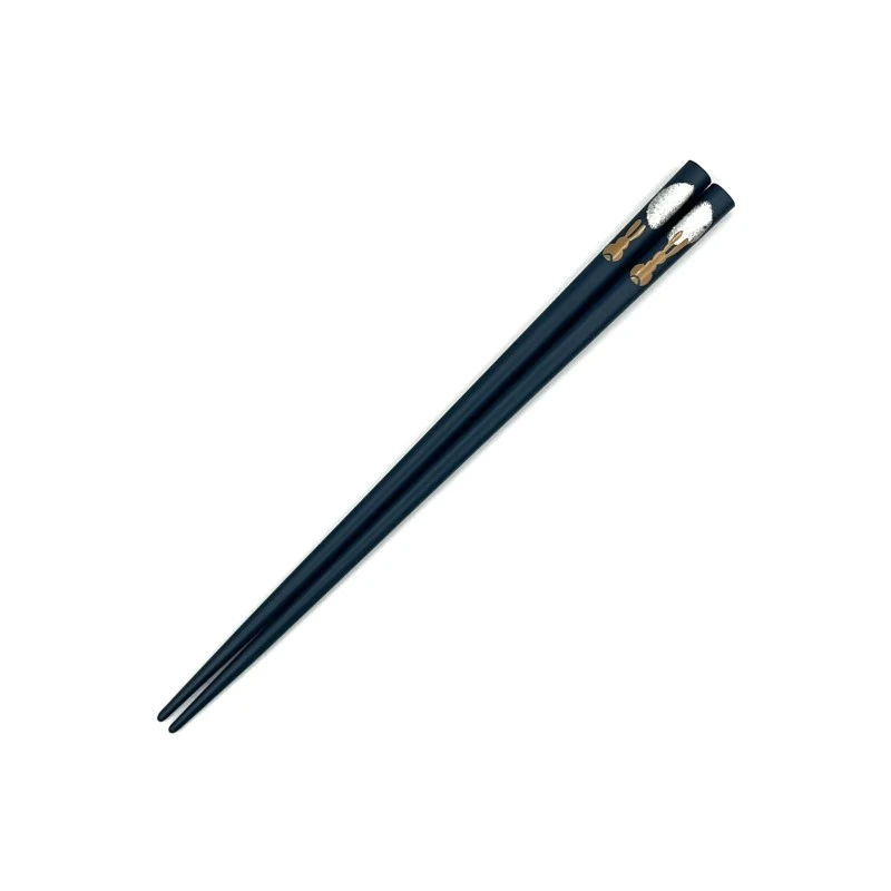 川連塗箸　月うさぎ　あさぎ18cm 3枚目