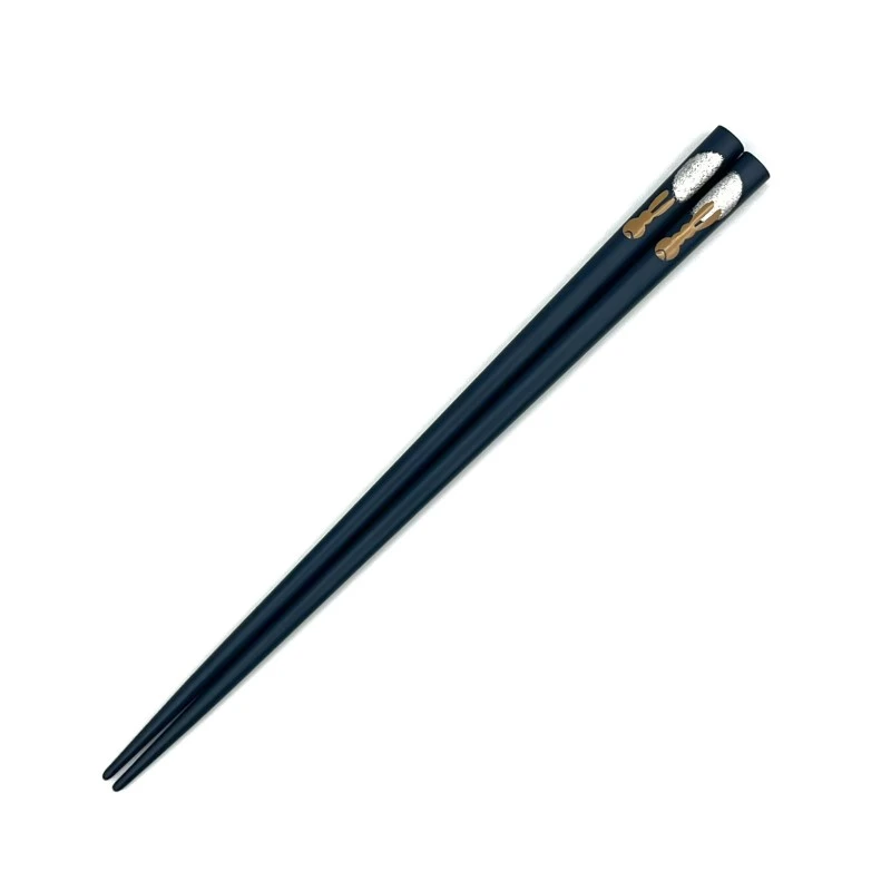 川連塗箸　月うさぎ　あさぎ19cm 3枚目