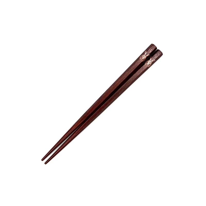 【送料無料】山中塗　六角箸　茜　うさぎ　16.5cm 3枚目