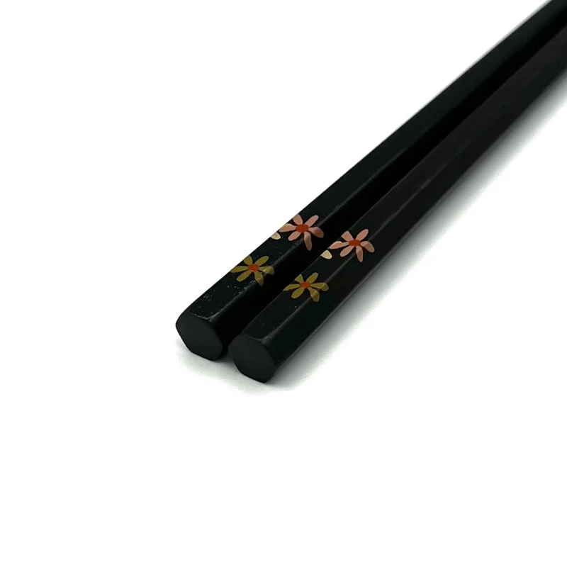 山中塗　六角箸　神代　花園　19cm 2枚目