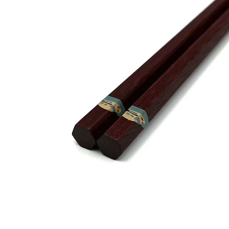 山中塗　六角箸　茜　新幹線　19cm 2枚目