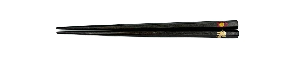 山中塗　六角箸　神代 　おさんぽぞうさん　16.5cm
