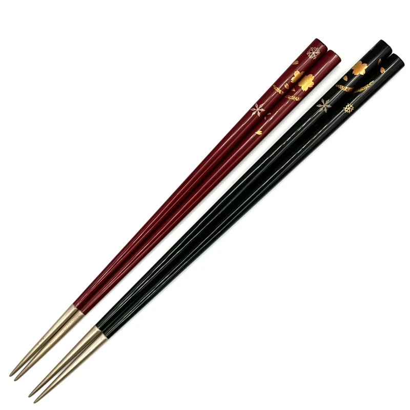【送料無料】山中塗　雪月花蒔絵　夫婦箸セット【桐箱入】 3枚目